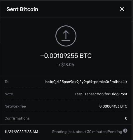 Coinbase Send Transaction