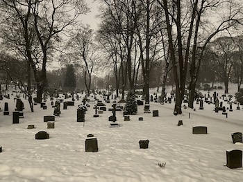 Cemetery in snow